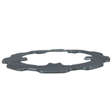 view of motorcycle brake rotor on side