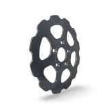 angle view of antihero 10" brake rotor showing countersunk holes