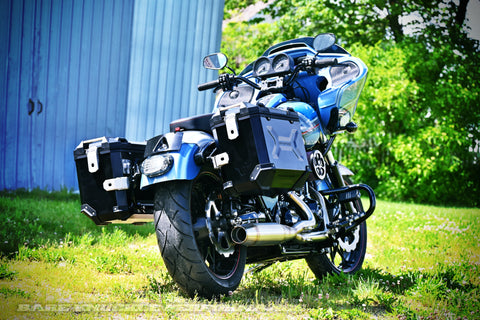 Harley Road Glide with Pioneer Adventure Bag System