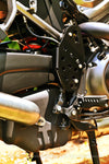 Close up photo from a rear angle of the Pan America Master Cylinder Reservoir Reloacting Kit on a Motorcycle